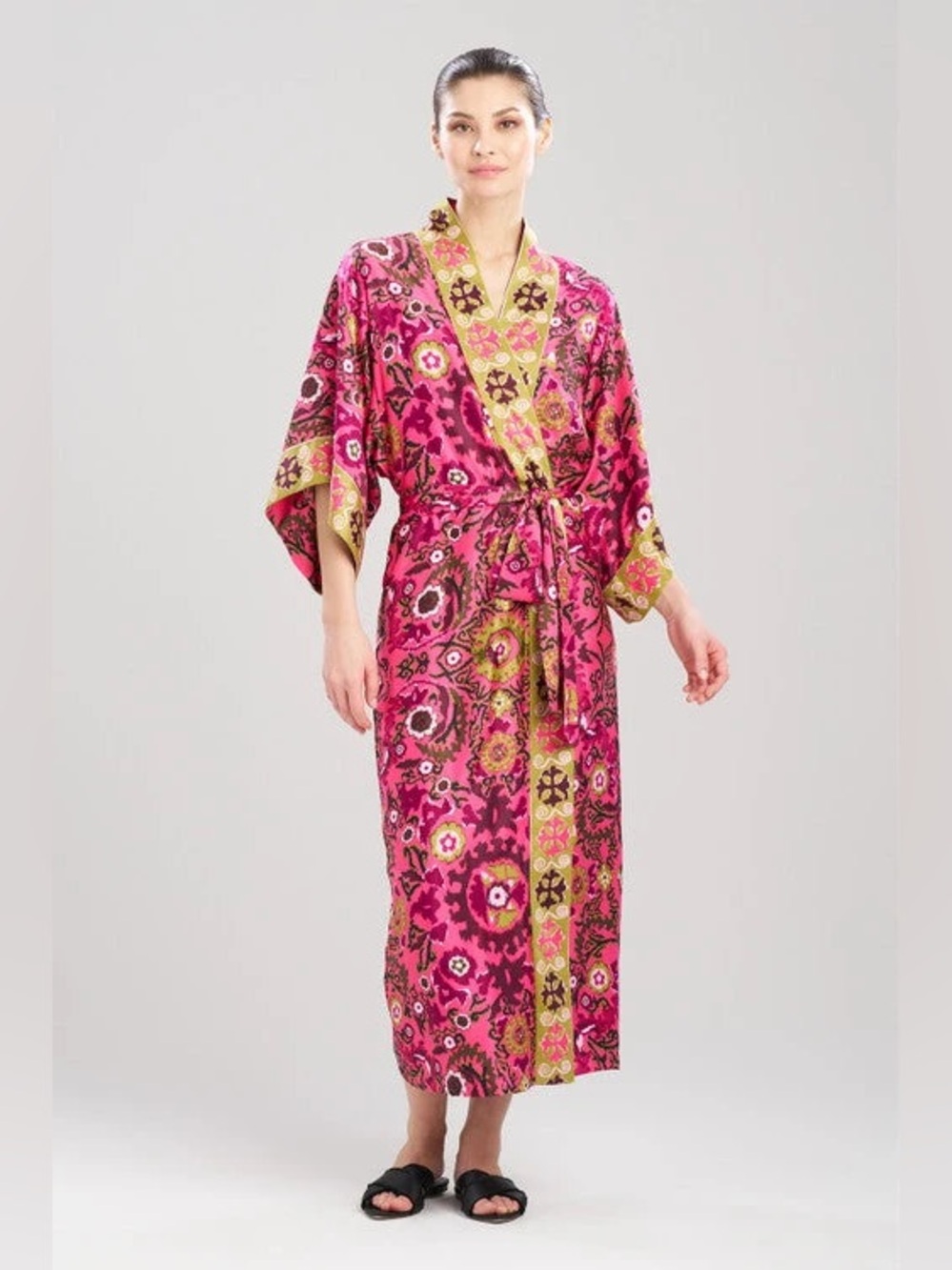 Natori Palazzo Kimono Robe In Fiesta Pink Size M